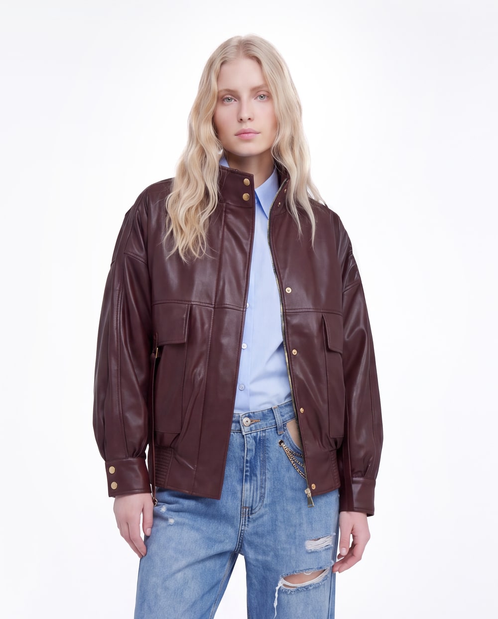 BOMBER COMBAT IN VERA PELLE