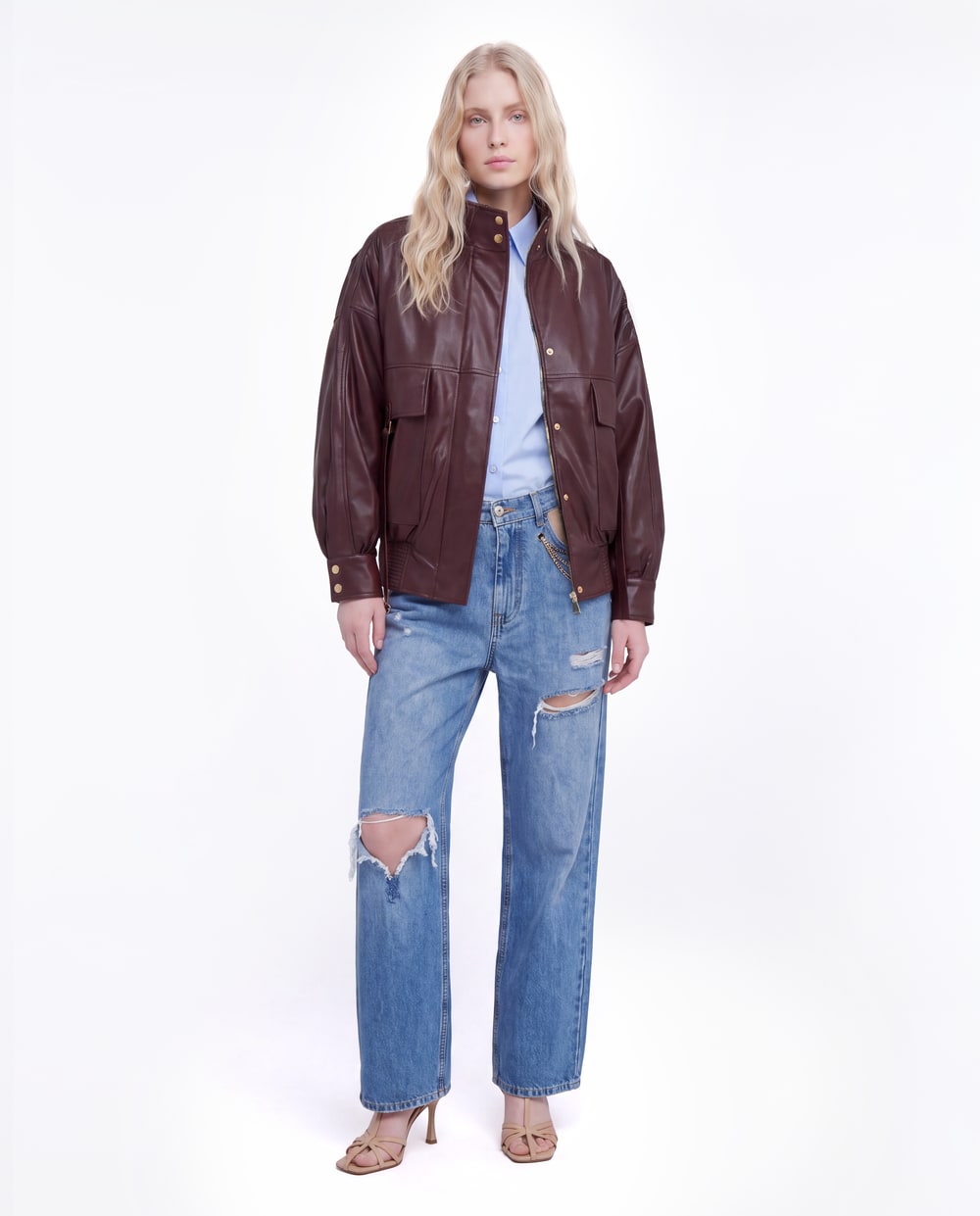 BOMBER COMBAT IN VERA PELLE