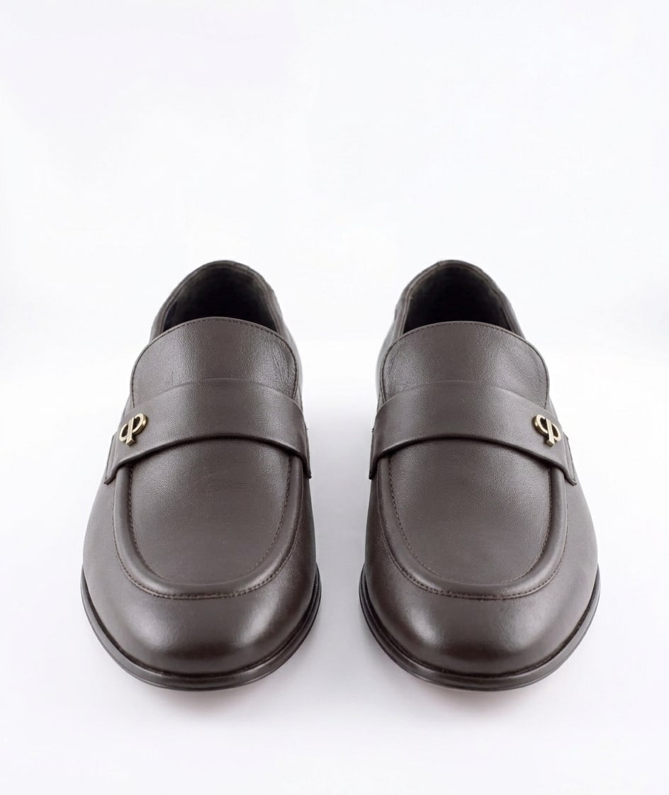 Leather Loafer with a Ruched Heel