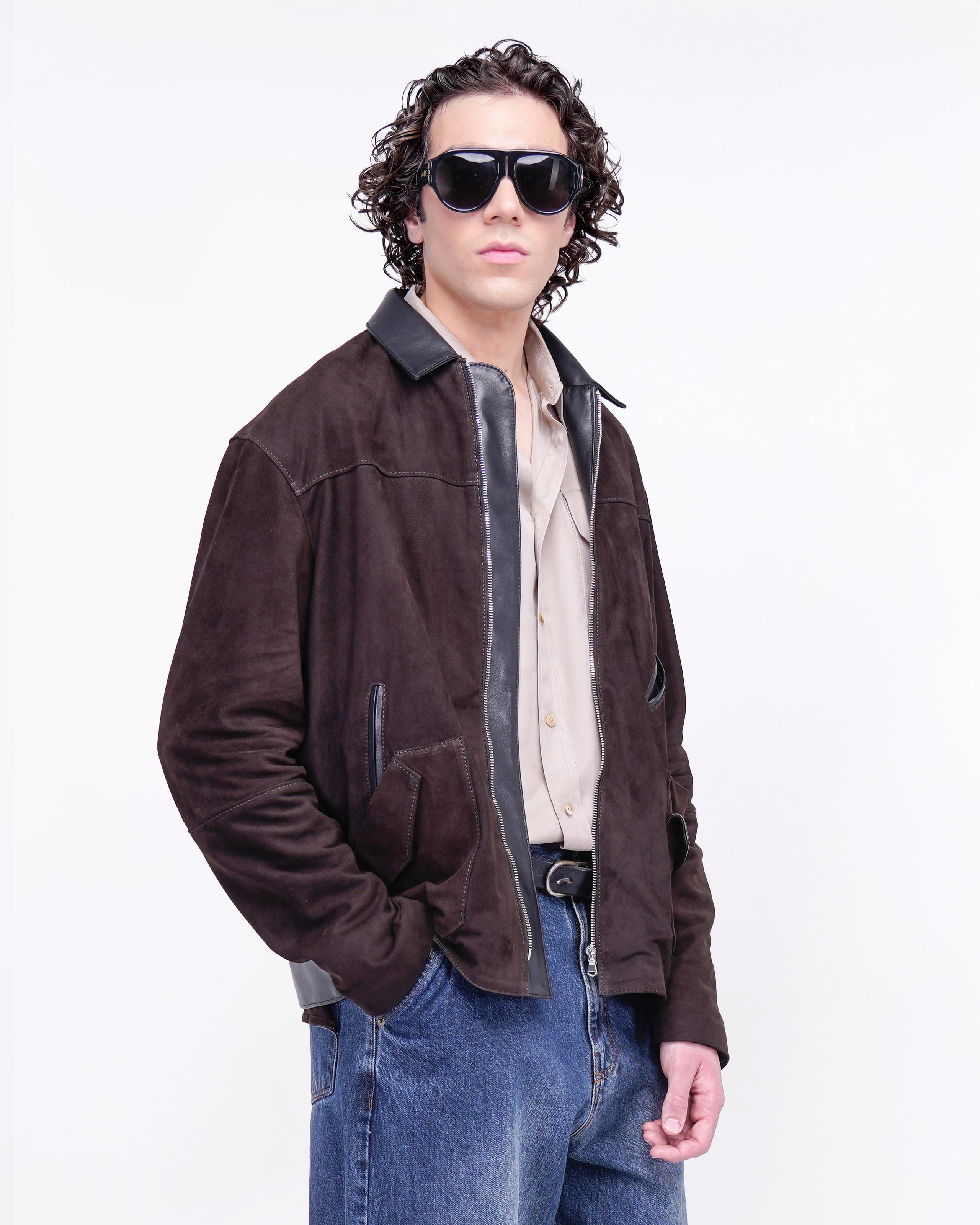 BLOUSON IN CAMOSCIO