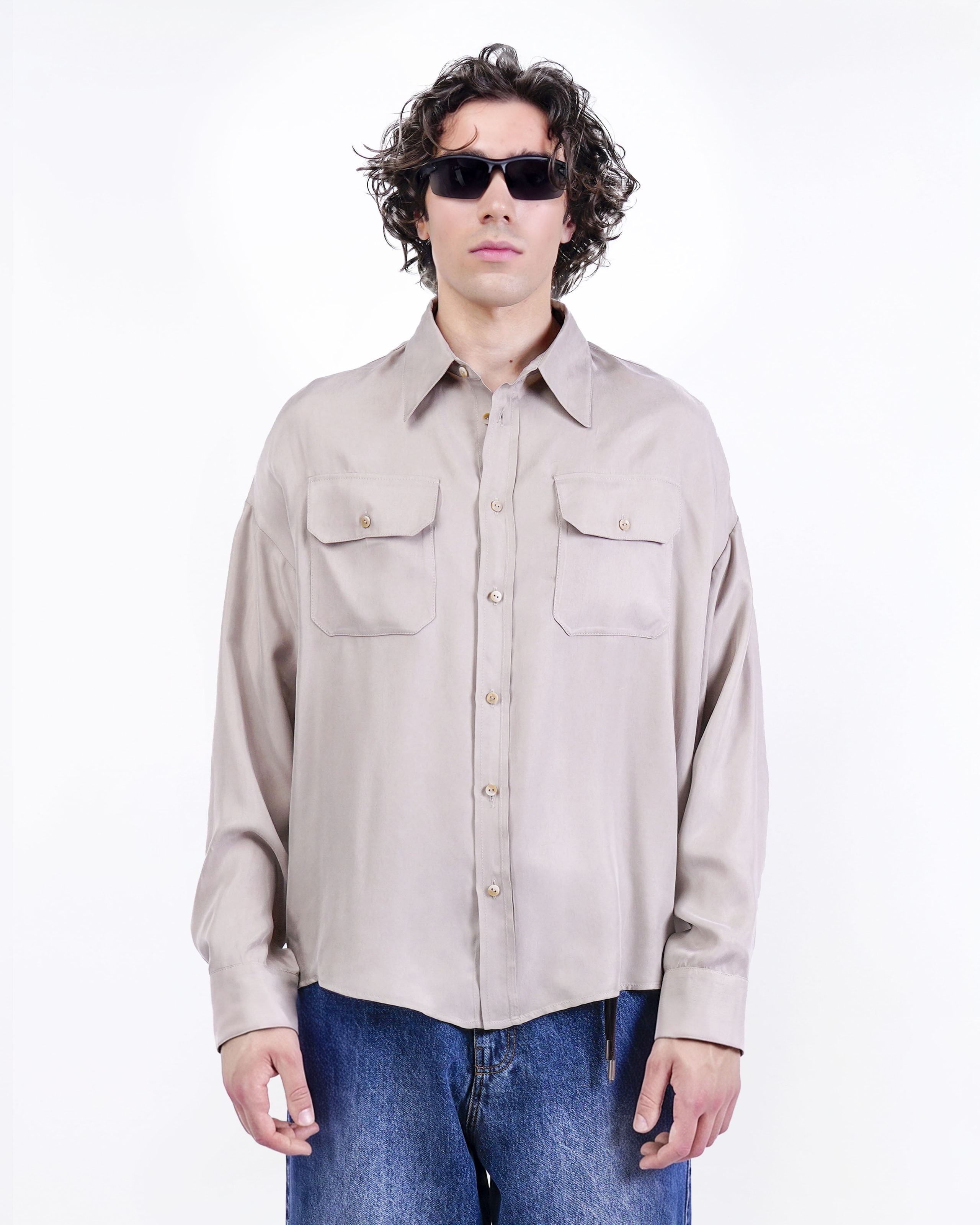 CAMICIA OVERSIZE IN CUPRO